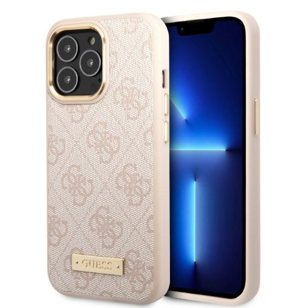 Etui GUESS Apple iPhone 13 13 Pro 4G Logo Plate MagSafe Różowy Hardcase