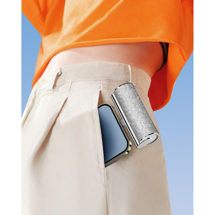 VEGER powerbank 5000 mAh z wbudowanym złączem Typ C PD QC3.0 2,4A 12W PlugOn (W0573) srebrny