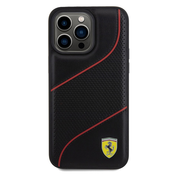 Etui Ferrari FEHCP15XPWAK iPhone 15 Pro Max 6.7" czarny/black hardcase Perforated Waves Metal Logo Case