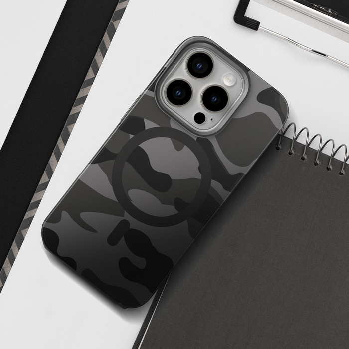 Etui na Samsung S25 Forcell F-Protect Levels Dual Layer 4D technology zgodny z MagSafe Military Drop-Test black camo