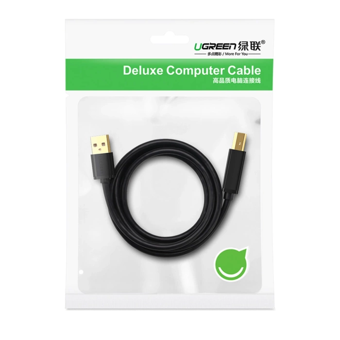 Kabel Ugreen US210 10372 do drukarki USB-A 3.0 / USB-B 5Gbps 2m - czarny