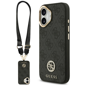 Etui Guess 4G Strass Logo & Big Strap Metal Buttons MagSafe do iPhone 17 czarny
