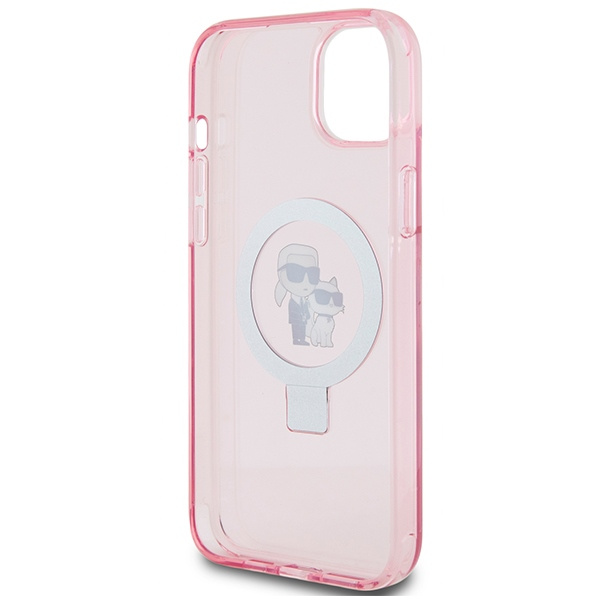 Etui Karl Lagerfeld KLHMP15SHMRSKCP iPhone 15 6.1" różowy/pink hardcase Ring Stand Karl&Choupettte MagSafe Case