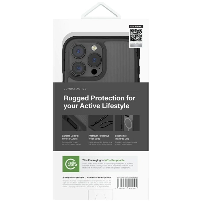 Etui UNIQ Combat Active do iPhone 16 Pro Max Magclick Charging czarny