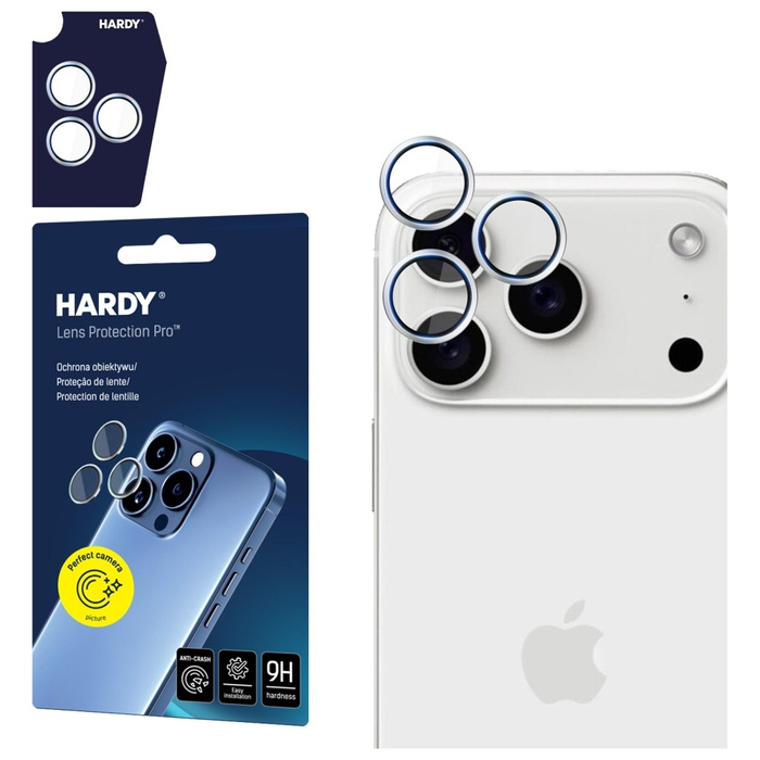 Ochrona na obiektyw aparatu 3MK iPhone 17 Pro /17 Pro Max HARDY Lens Protection Pro Srebrny