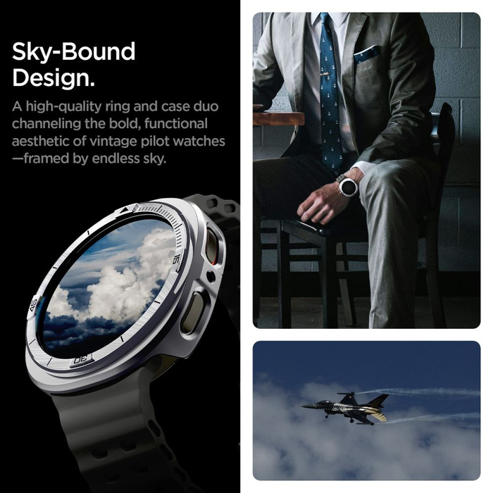 ETUI SPIGEN SAMSUNG GALAXY WATCH 8 (44 MM) BEZEL TUNE PRO PILOT RAMKA SILVER