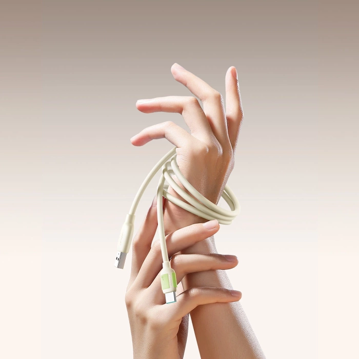 Kabel Joyroom S-A53 3A USB-A - USB-C z fluorescencyjną końcówką 1,2 m - beżowy