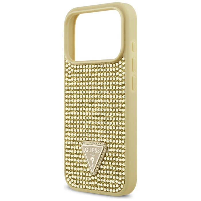 Etui Guess Rhinestone Triangle Logo do   iPhone 17 Pro złoty