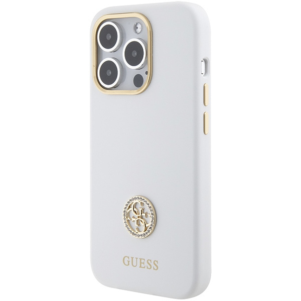 Etui Guess GUHCP15XM4DGPH iPhone 15 Pro Max 6.7" biały/white hardcase Silicone Logo Strass 4G Case