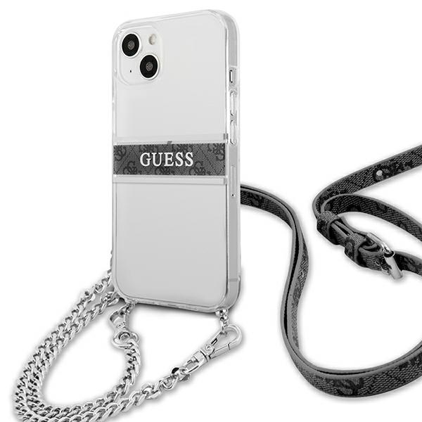 Etui GUESS Apple iPhone 13 Mini 4G Grey Strap Silver Chain Bezbarwny Hardcase
