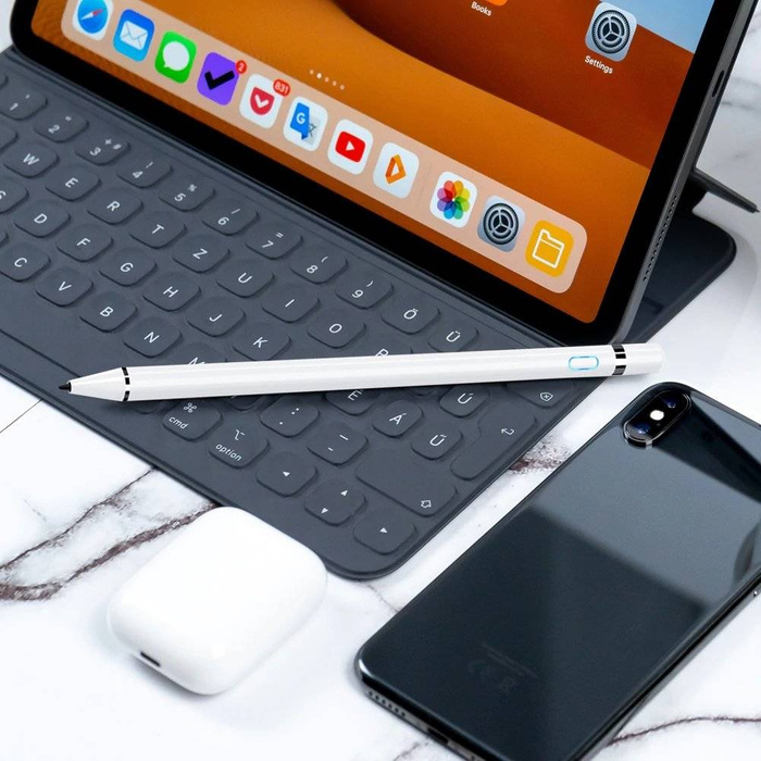 Cartinoe pojemnościowy rysik stylus pen do iPad z cienką końcówką 1,5 mm biały