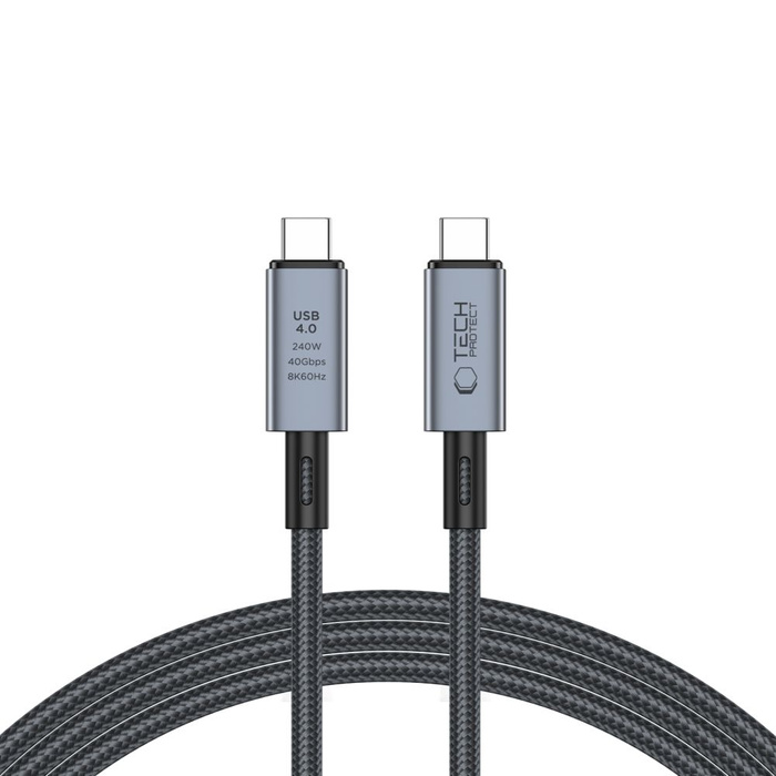 TECH-PROTECT ULTRABOOST MAX USB 4.0 8K 40GBPS TYPE-C CABLE PD240W 200CM GREY