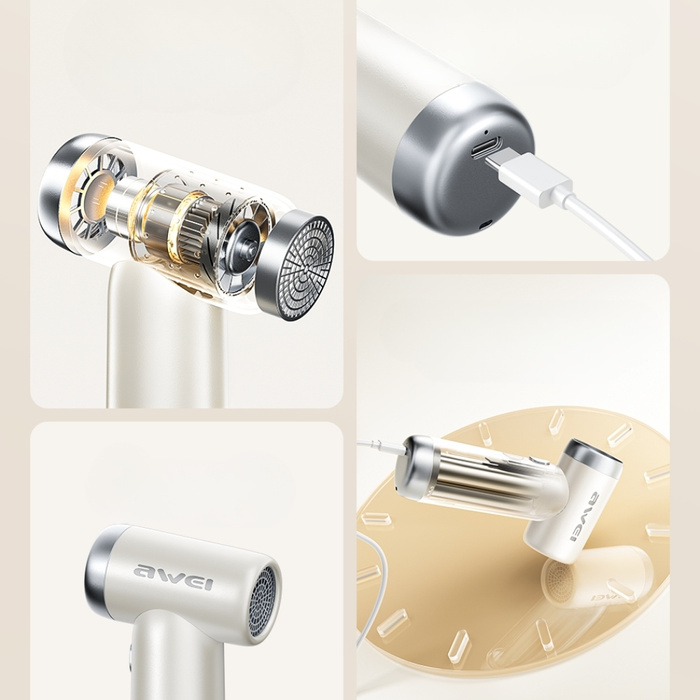 Wielofunkcyjny wiatrak AWEI F40 3w1      3300mAh biały