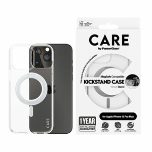 CARE by PanzerGlass Kickstand Case iPhone 15 Plus 6,7" MagSafe srebrny/silver 1416