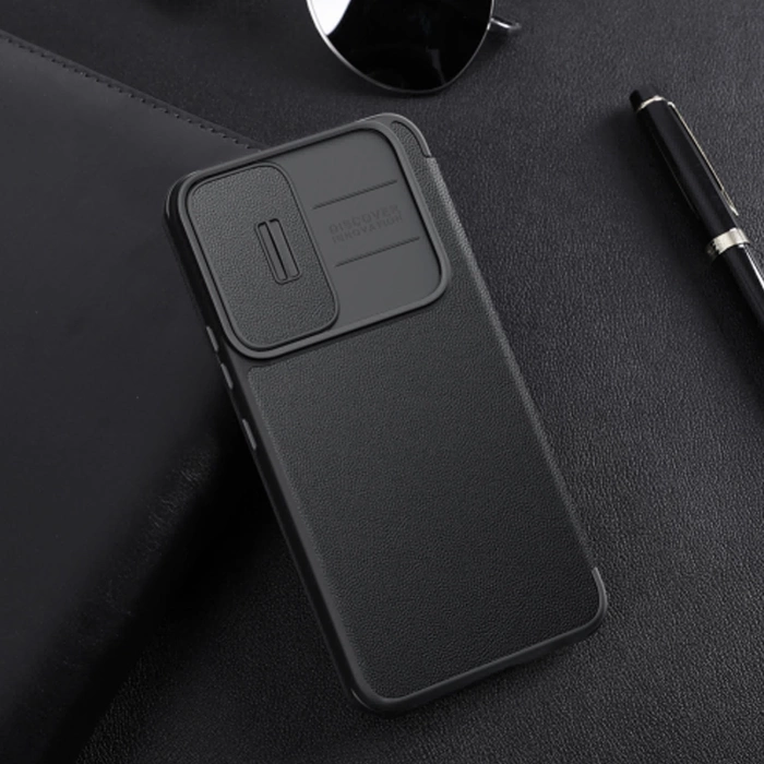 Nillkin Qin Cloth Pro Case etui Samsung Galaxy S23 pokrowiec z klapką osłona na aparat niebieskie