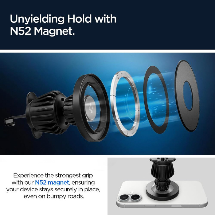 UCHWYT SPIGEN MFT13 MAGNETIC MAGSAFE DASHBOARD & VENT CAR MOUNT SREBRNY