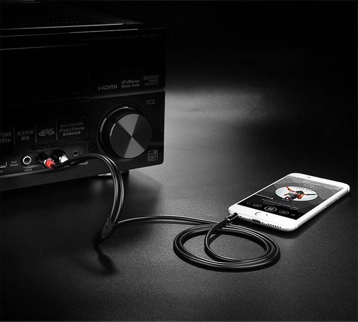 Ugreen kabel przewód audio 3,5 mm mini jack - 2RCA 2 m czarny (AV116 10584)