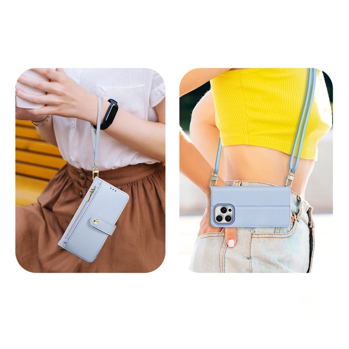 Etui skórzane Dux Ducis Lawa na iPhone 15 Pro - niebieskie