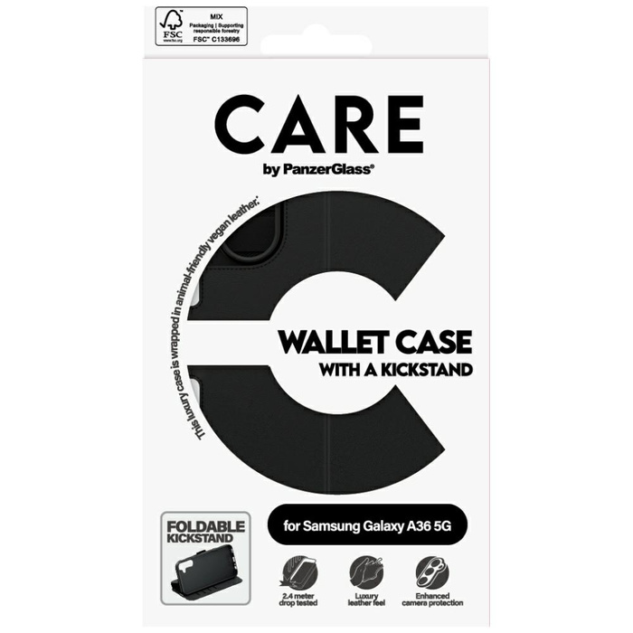 Etui CARE by PanzerGlass Feature Wallet  Kickstand do Samsung Galaxy A36 5G czarny