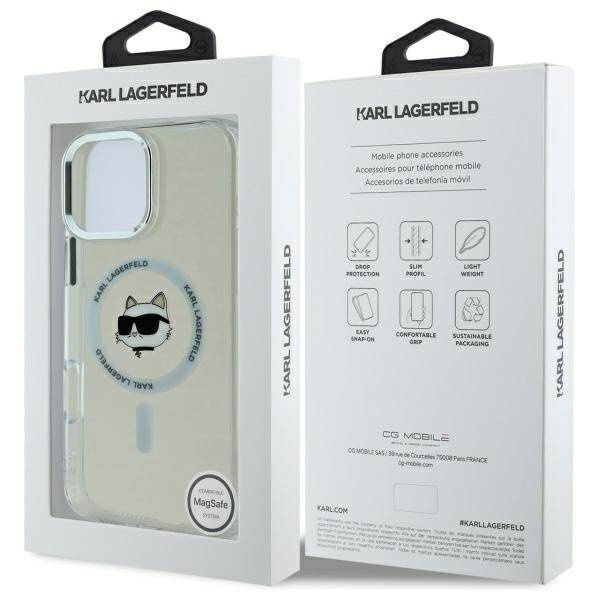 Etui Karl Lagerfeld iPhone 16 Pro Max 6.9" biały/white hardcase IML Metal Choupette Head MagSafe