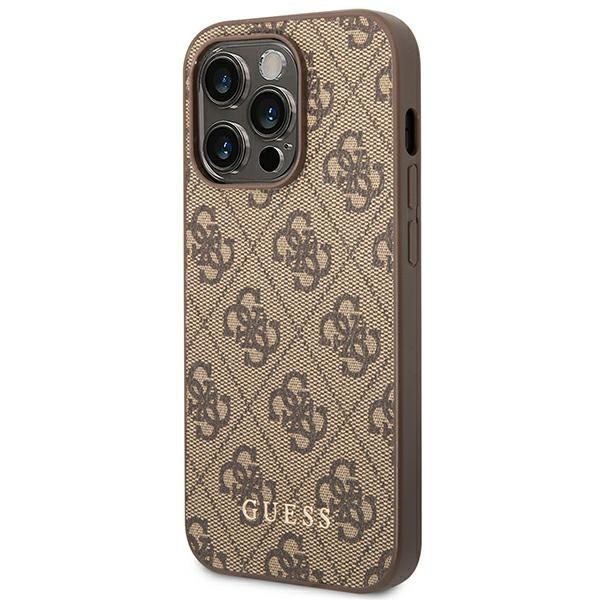 Etui GUESS Apple iPhone 14 Pro 4G Metal Gold Logo Brązowy Hardcase