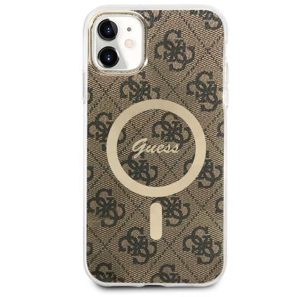 Etui Guess GUHMN61H4STW iPhone 11 6.1" brązowy/brown hardcase 4G MagSafe Case