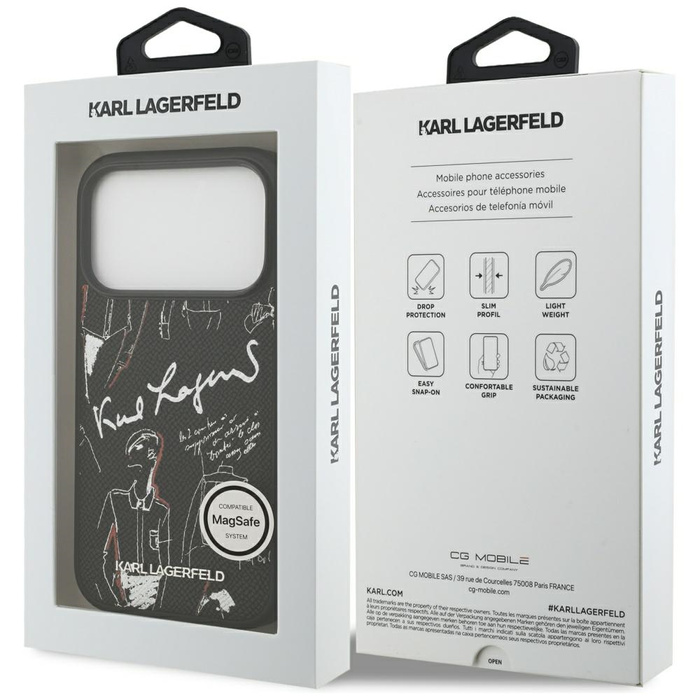 Etui Karl Lagerfeld Grained Pattern &    Logo MagSafe do iPhone 17 Pro czarny