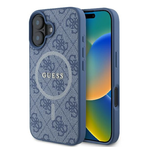 Etui Guess iPhone 16 6.1" niebieski/blue hardcase 4G Ring Classic Logo MagSafe