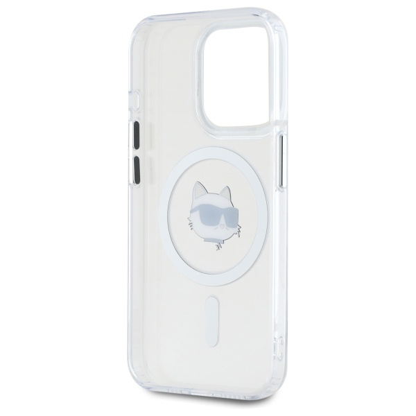 Karl Lagerfeld KLHMP15XHLSCHH iPhone 15   Pro Max 6.7" biały/white hardcase IML Metal Choupette Head MagSafe