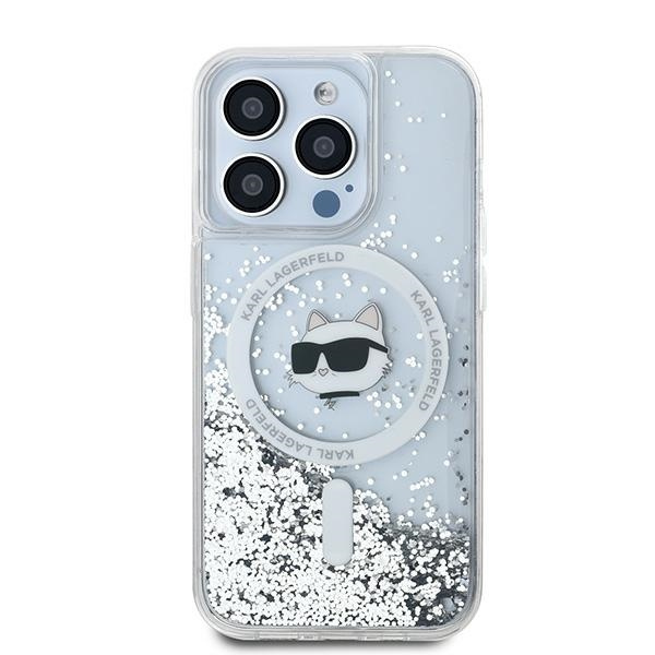 Etui Karl Lagerfeld KLHMP15LLGCHSGH iPhone 15 Pro 6.1" hardcase transparent Liquid Glitter Choupette Head Magsafe