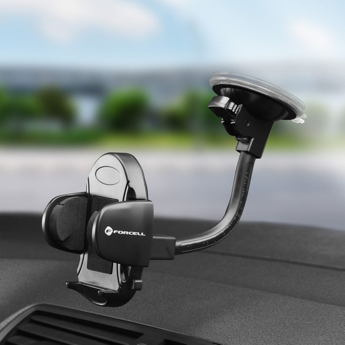 Uchwyt na telefon do samochodu uniwersalny Forcell F-Grip Oval 17 cm do szyby / deski / kratki czarny