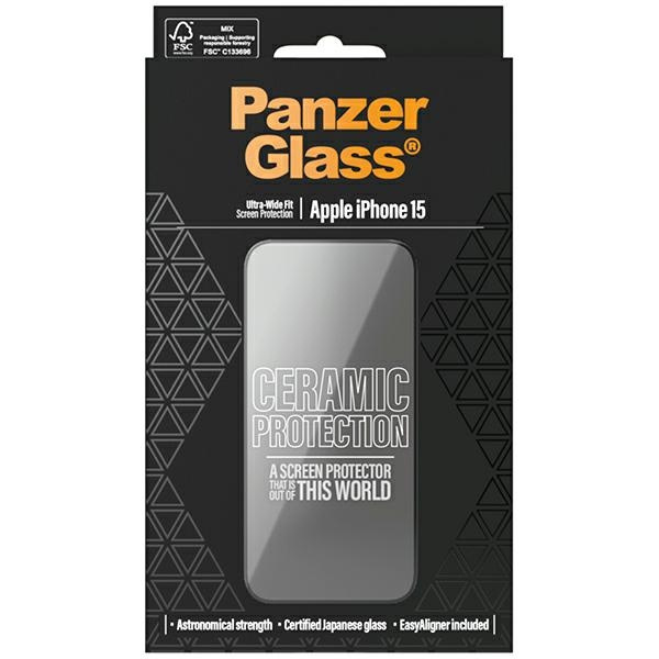 PanzerGlass Ceramic Protection iPhone 156.1" Ultra-Wide-Fit Screen Protection Easy Aligner Included 2837