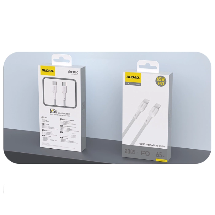 Kabel Dudao L9C 65W USB-C - USB-C 1m - biały