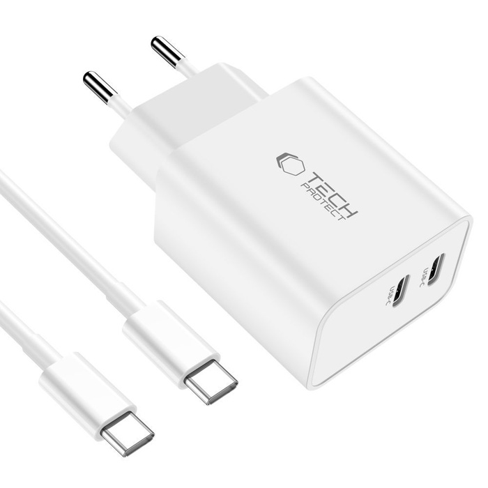 Tech-protect C35w 2-port Network Charger Pd35w + USB-C Cable White