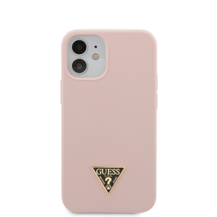 Etui GUESS Apple iPhone 12 Mini Silicone Triangle Logo Różowy Hardcase