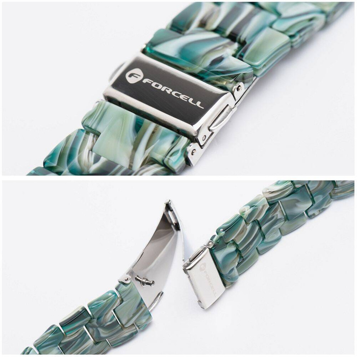 Pasek do Apple Watch Forcell F-Design FA04 zatrzask żywiczny marmurkowy 38 / 40 / 41 mm zielony