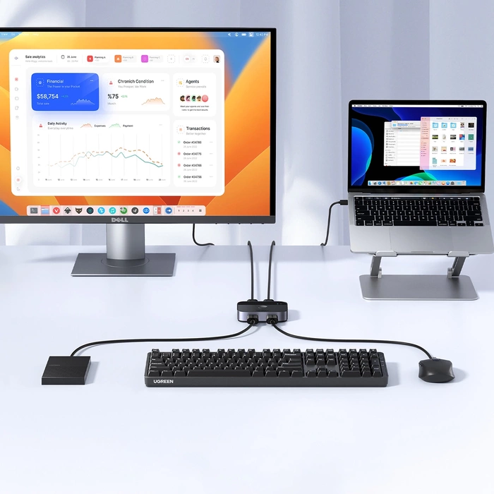 Przełącznik / Switch USB 3.0 (2x2) Ugreen CM757, 5 Gbps + 2x kabel USB 1.5m