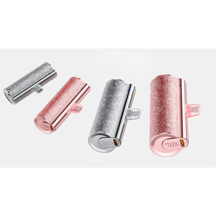 Powerbank Veger PlugOn (W0573P) PD QC3.0 2,4A 12W 5000 mAh z wbudowanym złączem Lightning rózowy