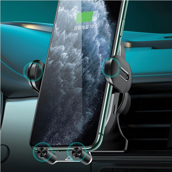 USAMS Uchwyt indukcyjny 15W Automatyczny do kratki wentylacyjnej czarny