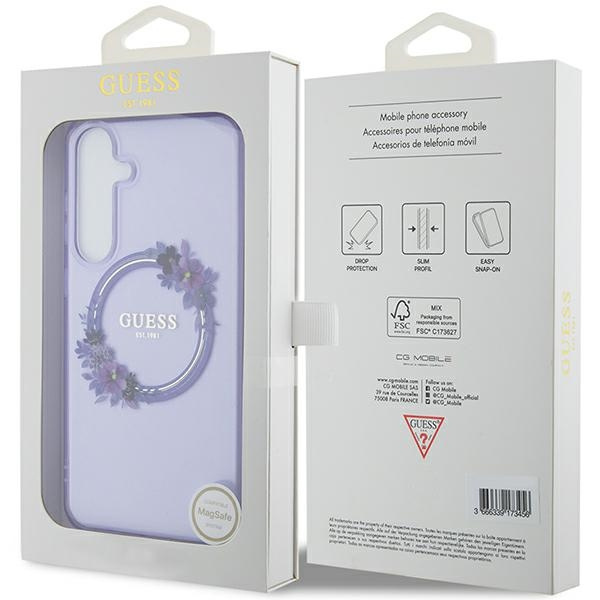 Etui Guess GUHMS24MHFWFCU S24+ S926 fioletowy/purple hardcase IML Flowers Wreath MagSafe Case