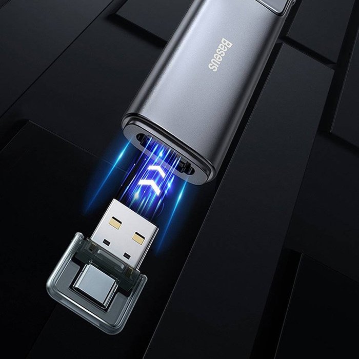 Baseus Orange Dot wskaźnik laserowy pilot do prezentacji PC z wbudowanym akumulatorem szary (WKCD000013)