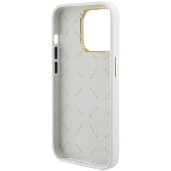 Etui Guess GUHCP15XM4DGPH iPhone 15 Pro Max 6.7" biały/white hardcase Silicone Logo Strass 4G Case