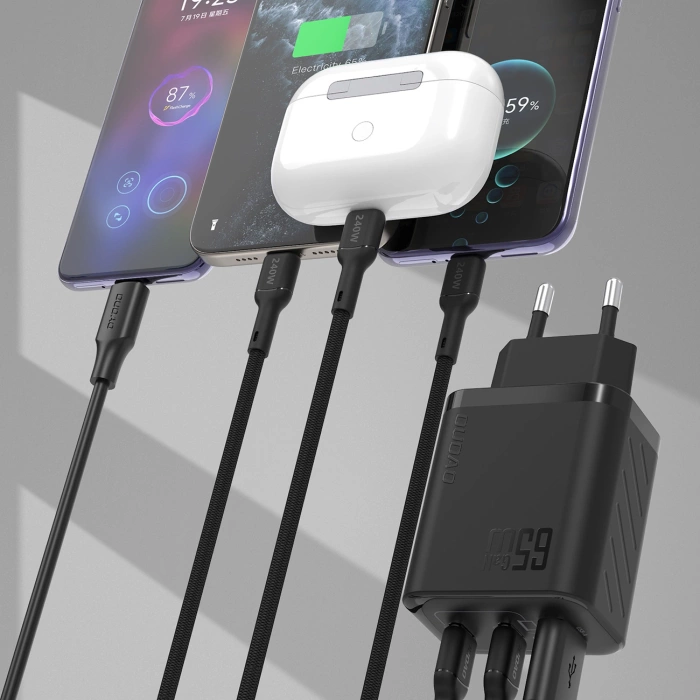 Ładowarka sieciowa Dudao A29C 65W GaN + kabel USB-C - czarna