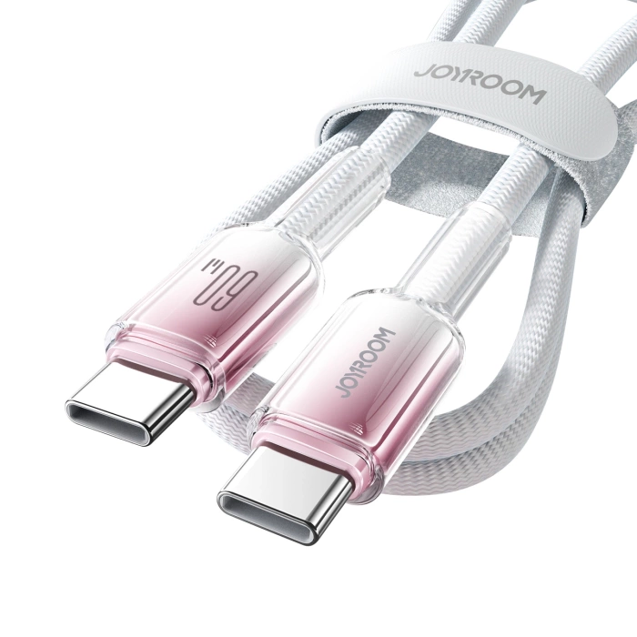 Kabel Joyroom S-A42 Crystal-Clear Series 60W USB-C - USB-C 1,2m - biały