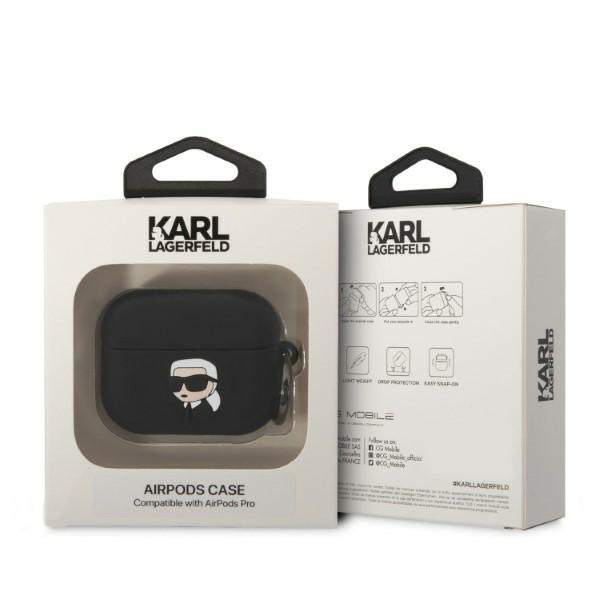 Karl Lagerfeld KLAPRUNIKK AirPods Pro cover czarny/black Silicone Karl Head 3D
