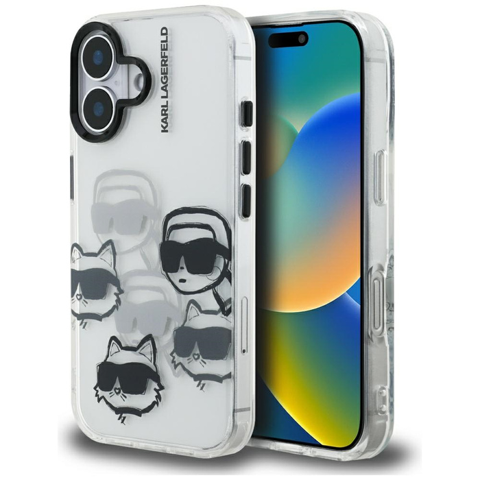 Etui Karl Lagerfeld iPhone 16 IML Multi K&C Head Pattern Przezroczysty