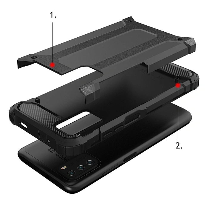 Hybrid Armor pancerne hybrydowe etui pokrowiec Xiaomi Redmi Note 10 5G / Poco M3 Pro srebrny
