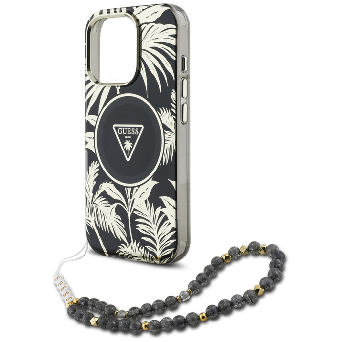Etui Guess Palm Trees Triangle Pearl      Strap MagSafe do iPhone 16  Pro czarny