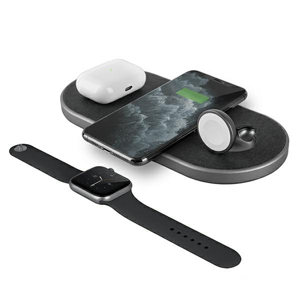 UNIQ Ład. indukcyjna Aereo Plus 3w1 30W Fast charge czarny/obisdian knit black (LITHOS Collective)