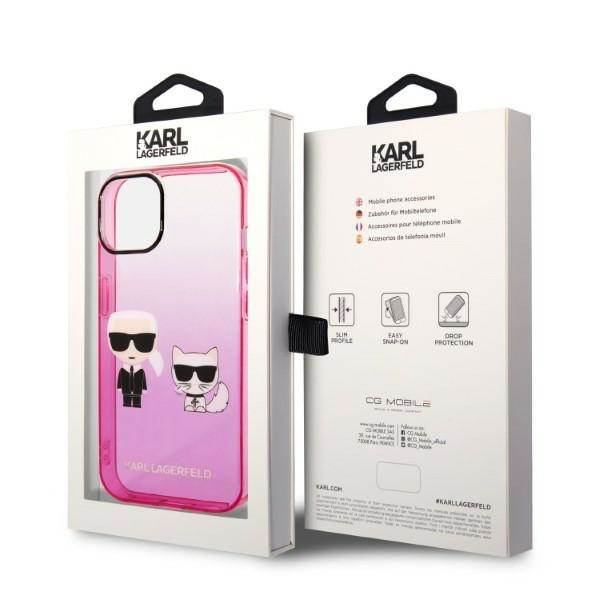 Etui KARL LAGERFELD Apple iPhone 14 Plus Gradient Ikonik Karl & Choupette Różowy Hardcase